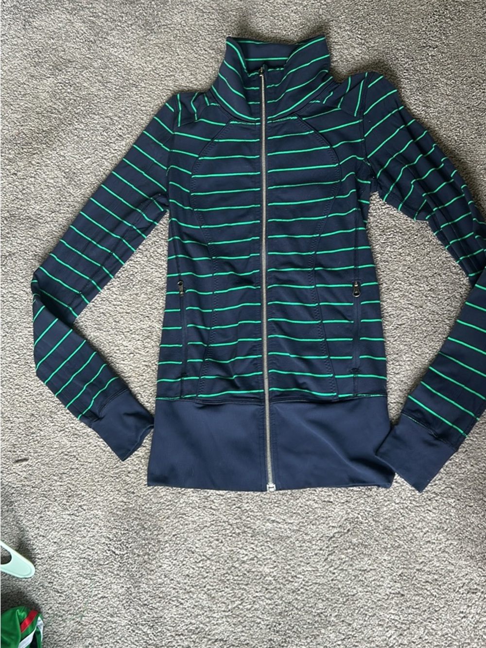 Lululemon Striped Navy and Green Full-Zip Women's Jacket